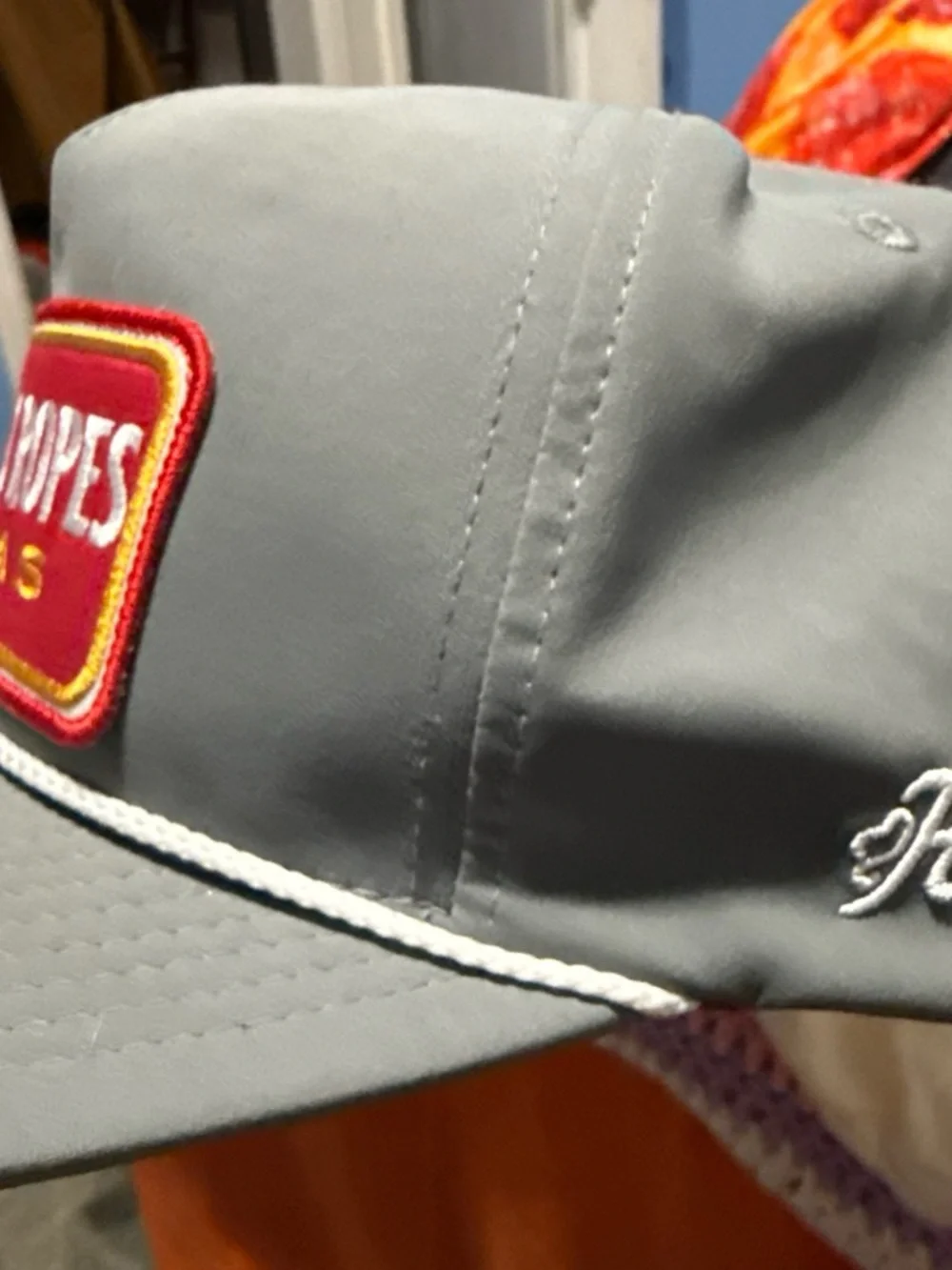 Hooey Gray Cap with Red Patch and White Rope